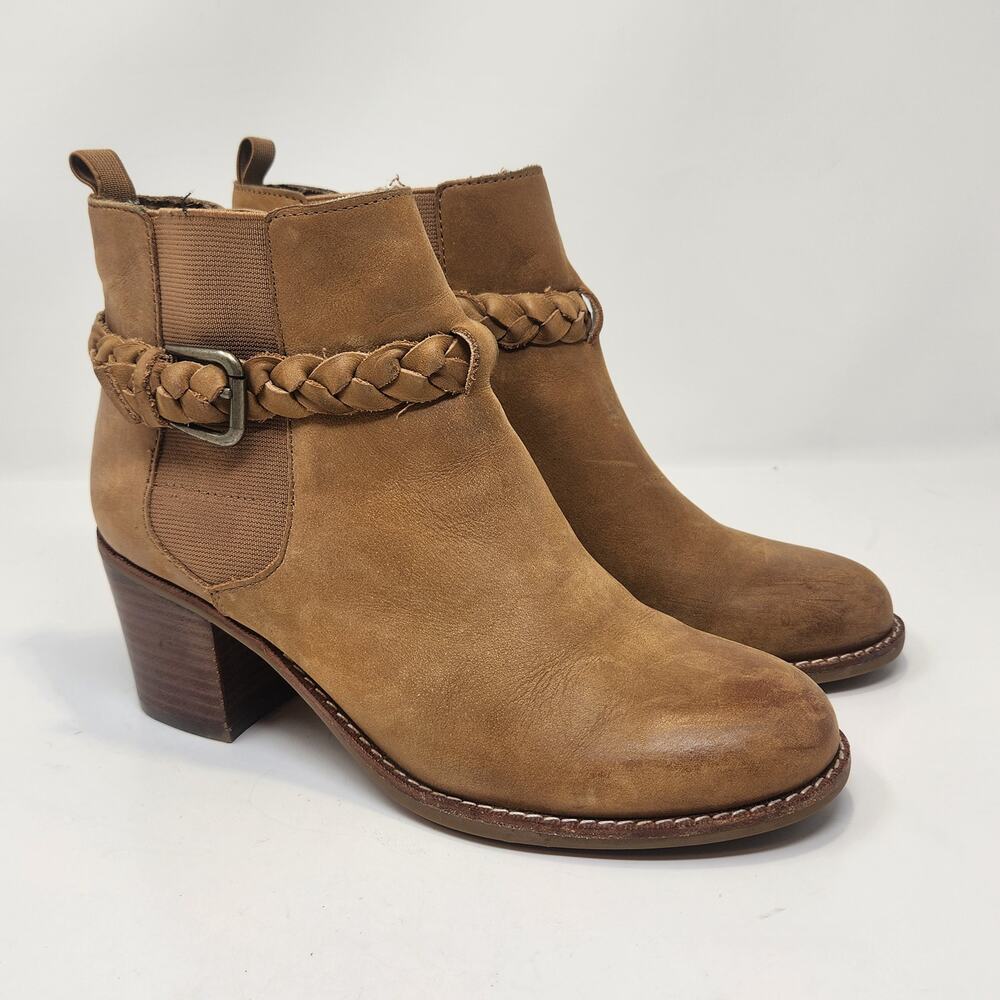 Sperry Topsider Liberty Brown Leather Ankle Boots Women Size 8M Slip On Heel